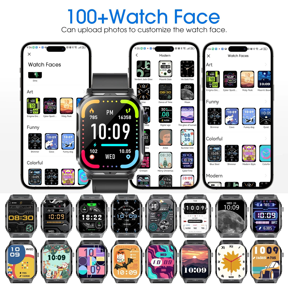 H5 Smart Watch with Bluetooth Call, IP68 Waterproof Fitness Tracker for Women and Men