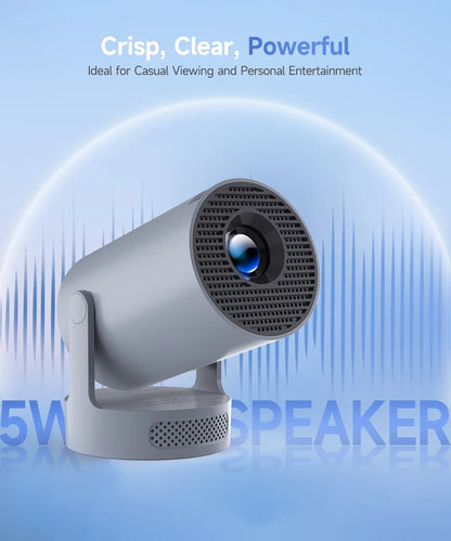Projector 8K&4K 1080P Support, 290 ANSI Mini Projector Smart with 5W Soundbase Speaker for Movie Projection, HY300 Pro+ Grey