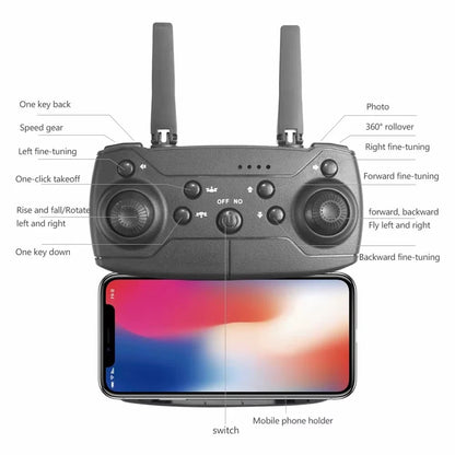 RC Drone with 4K HD Dual Camera Wifi FPV Foldable Quadcopter +4 Battery