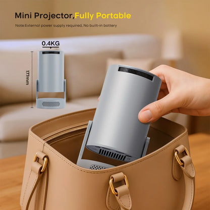 Projector 8K&4K 1080P Support, 290 ANSI Mini Projector Smart with 5W Soundbase Speaker for Movie Projection, HY300 Pro+ Grey