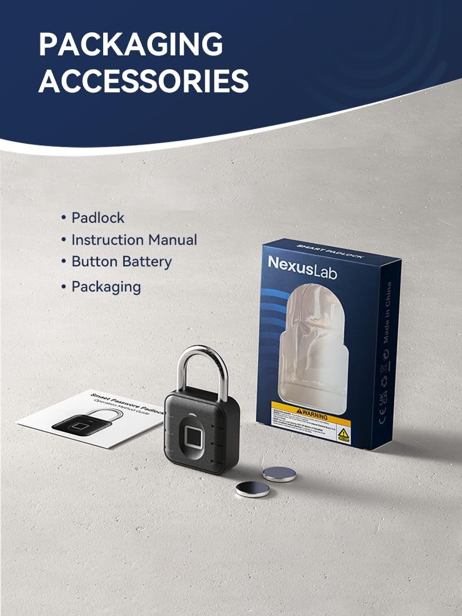 Smart Fingerprint Padlock, Keyless Biometric Gym Lock for Locker, Thumbprint Bluetooth Padlock with Tuya App, IP67 Waterproof Security Lock for Outdoor Gate, Shed, School & Storage Unit