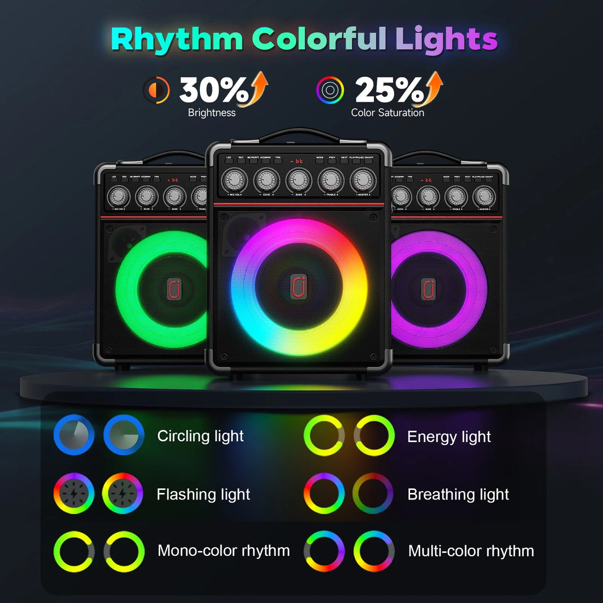 Karaoke Machine, Portable Bluetooth Speaker with 2 Microphones
