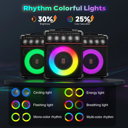 Karaoke Machine, Portable Bluetooth Speaker with 2 Microphones