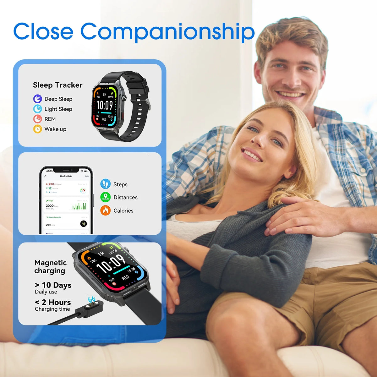 H5 Smart Watch with Bluetooth Call, IP68 Waterproof Fitness Tracker for Women and Men
