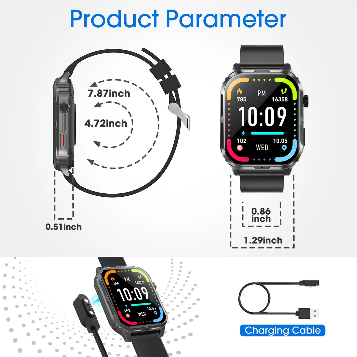 H5 Smart Watch with Bluetooth Call, IP68 Waterproof Fitness Tracker for Women and Men
