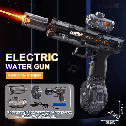 Spit Fire Electric Water Gun – Automatic Recoil Blaster with Sensor Lights