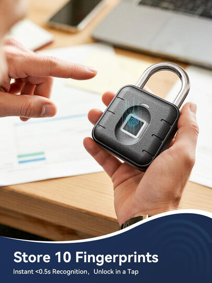 Smart Fingerprint Padlock, Keyless Biometric Gym Lock for Locker, Thumbprint Bluetooth Padlock with Tuya App, IP67 Waterproof Security Lock for Outdoor Gate, Shed, School & Storage Unit
