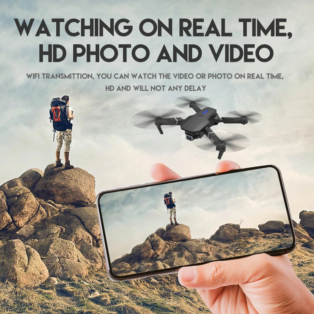 RC Drone with 4K HD Dual Camera Wifi FPV Foldable Quadcopter +4 Battery