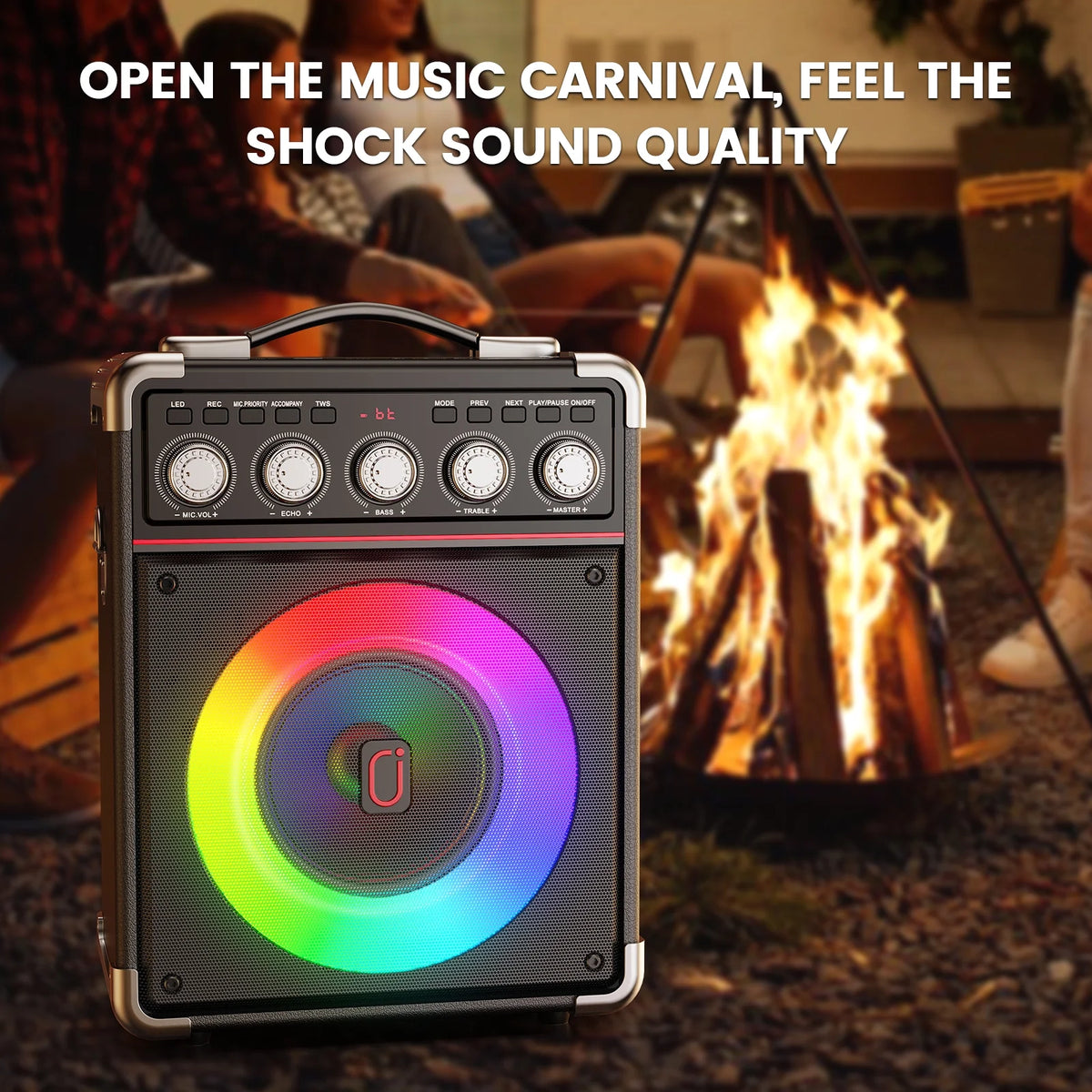 Karaoke Machine, Portable Bluetooth Speaker with 2 Microphones