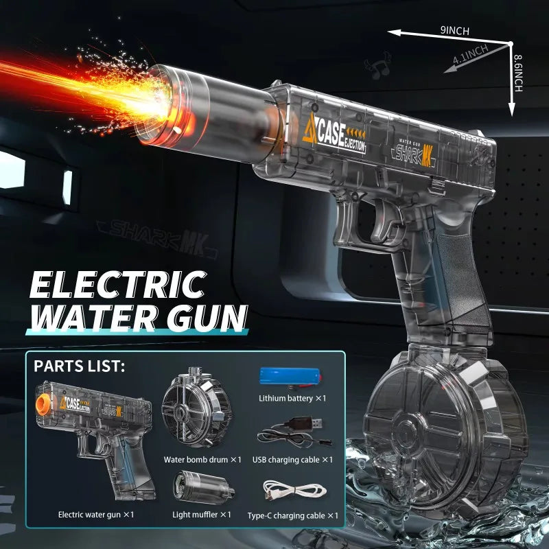 Spit Fire Electric Water Gun – Automatic Recoil Blaster with Sensor Lights