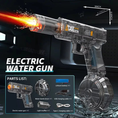 Spit Fire Electric Water Gun – Automatic Recoil Blaster with Sensor Lights
