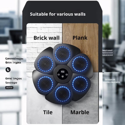 Puseky Smart Music Boxing Machine – Wall‑Mounted Bluetooth Trainer with Gloves, LED Display & 9 Modes