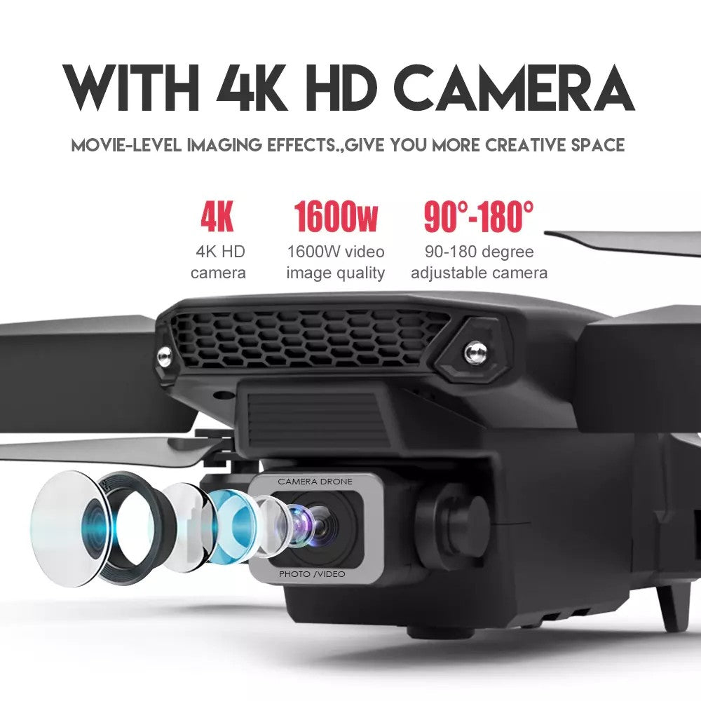 RC Drone with 4K HD Dual Camera Wifi FPV Foldable Quadcopter +4 Battery