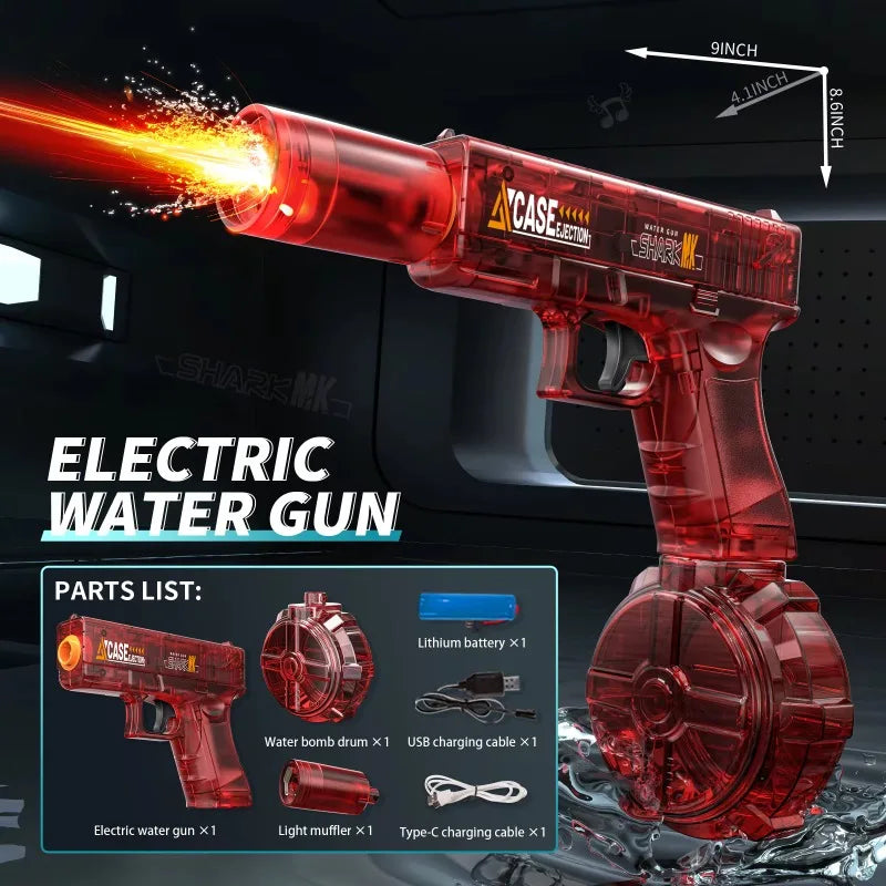 Spit Fire Electric Water Gun – Automatic Recoil Blaster with Sensor Lights