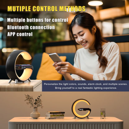 G‑Shaped Bluetooth Speaker – 256 Lighting Modes, Alarm, Night Light, Wireless Charging & Hands‑Free Calls