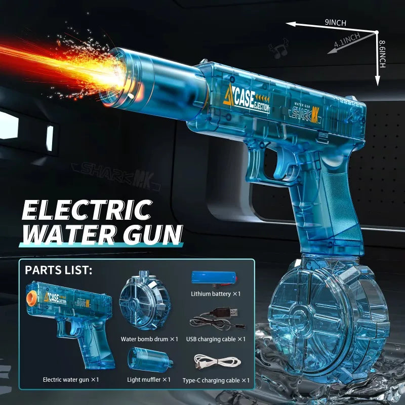 Spit Fire Electric Water Gun – Automatic Recoil Blaster with Sensor Lights