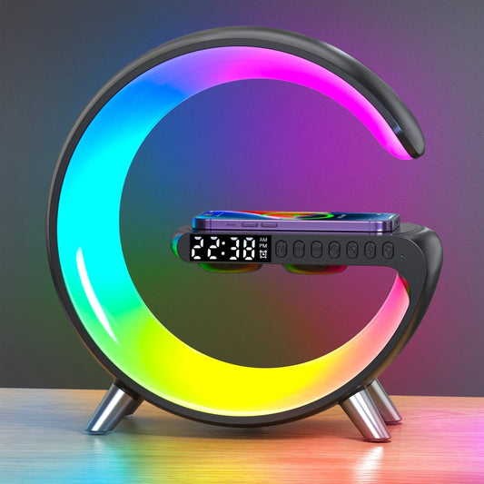 G‑Shaped Bluetooth Speaker – 256 Lighting Modes, Alarm, Night Light, Wireless Charging & Hands‑Free Calls
