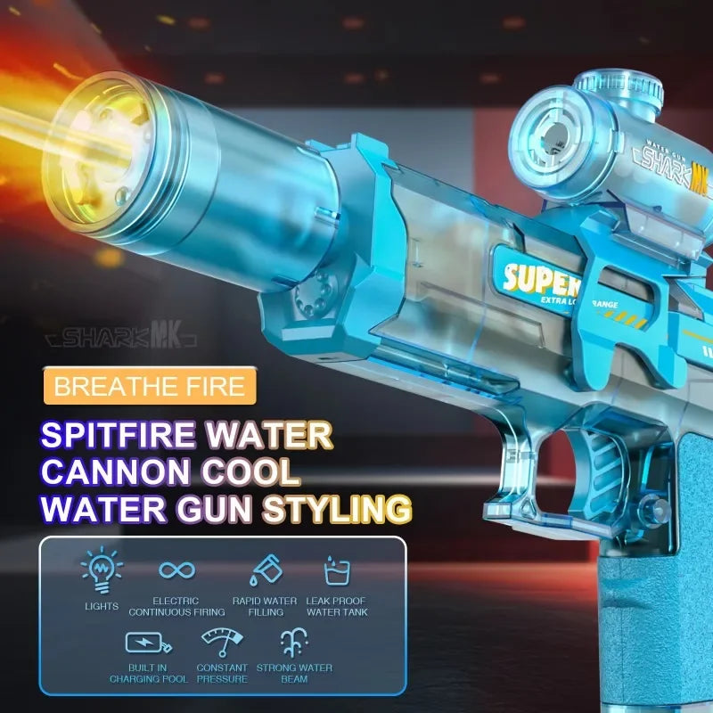 Spit Fire Electric Water Gun – Automatic Recoil Blaster with Sensor Lights