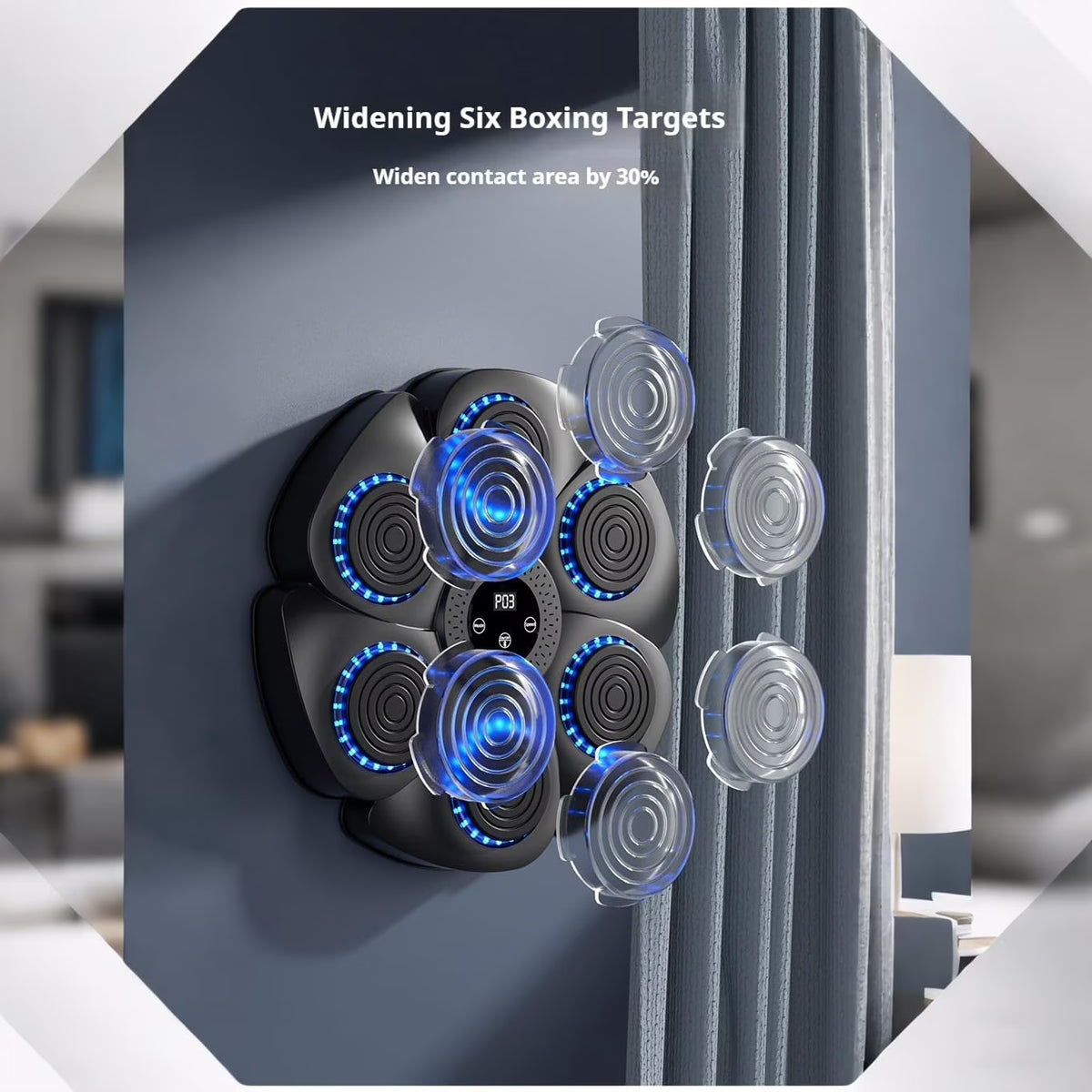 Puseky Smart Music Boxing Machine – Wall‑Mounted Bluetooth Trainer with Gloves, LED Display & 9 Modes