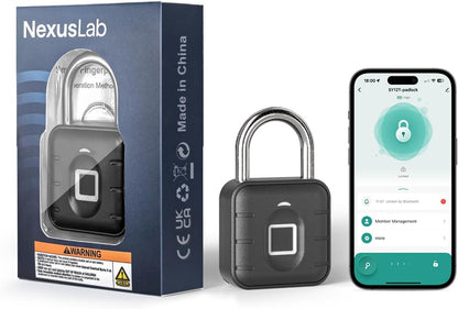 Smart Fingerprint Padlock, Keyless Biometric Gym Lock for Locker, Thumbprint Bluetooth Padlock with Tuya App, IP67 Waterproof Security Lock for Outdoor Gate, Shed, School & Storage Unit