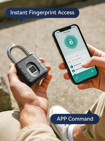 Smart Fingerprint Padlock, Keyless Biometric Gym Lock for Locker, Thumbprint Bluetooth Padlock with Tuya App, IP67 Waterproof Security Lock for Outdoor Gate, Shed, School & Storage Unit