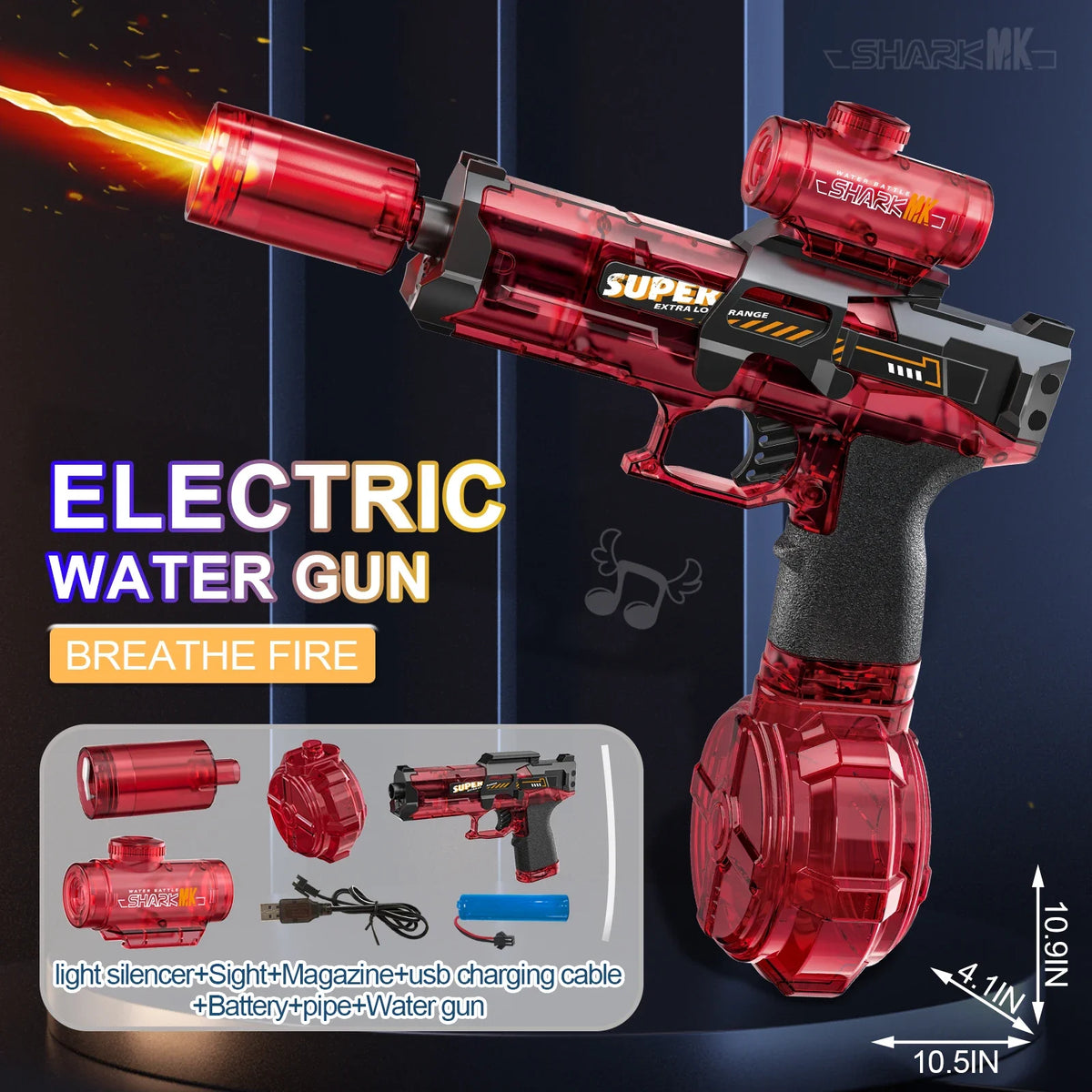 Spit Fire Electric Water Gun – Automatic Recoil Blaster with Sensor Lights
