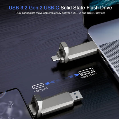 Portable External SSD – USB 3.2 Gen 2 Solid State Drive (USB‑C & USB‑A)