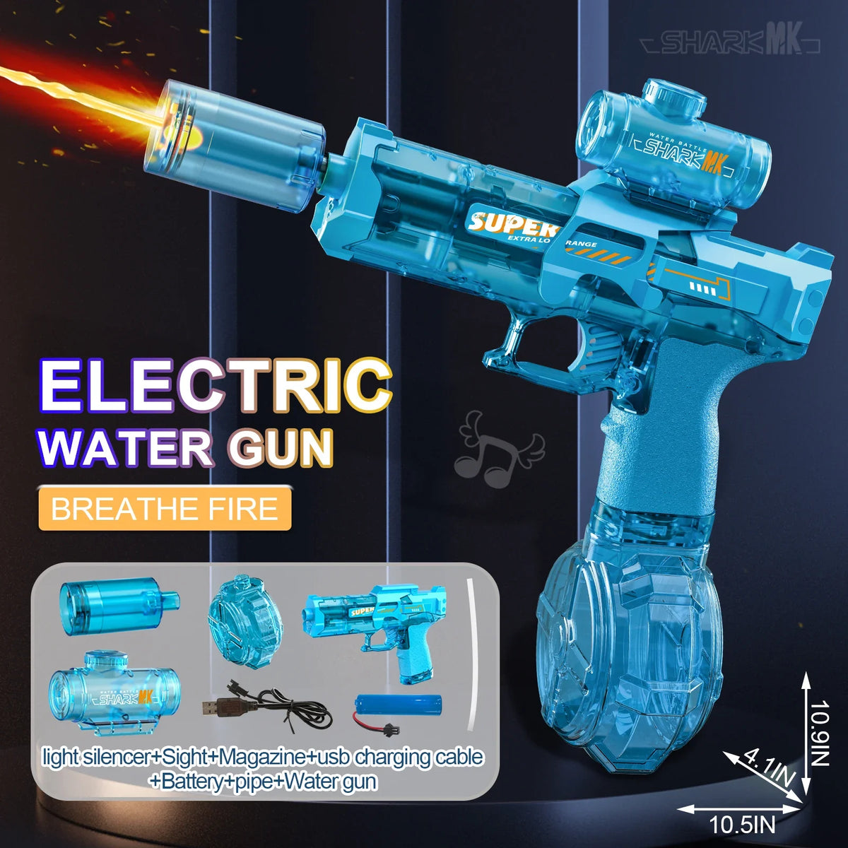 Spit Fire Electric Water Gun – Automatic Recoil Blaster with Sensor Lights