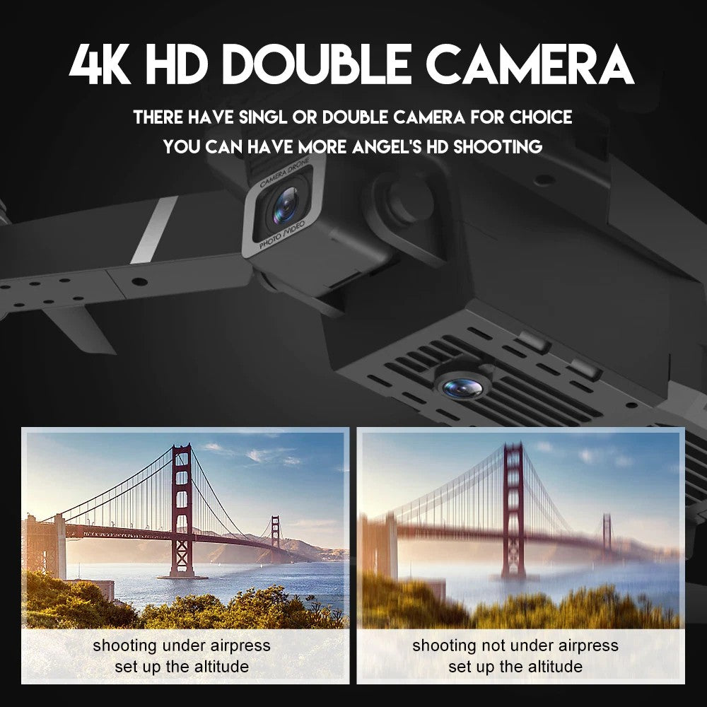 RC Drone with 4K HD Dual Camera Wifi FPV Foldable Quadcopter +4 Battery