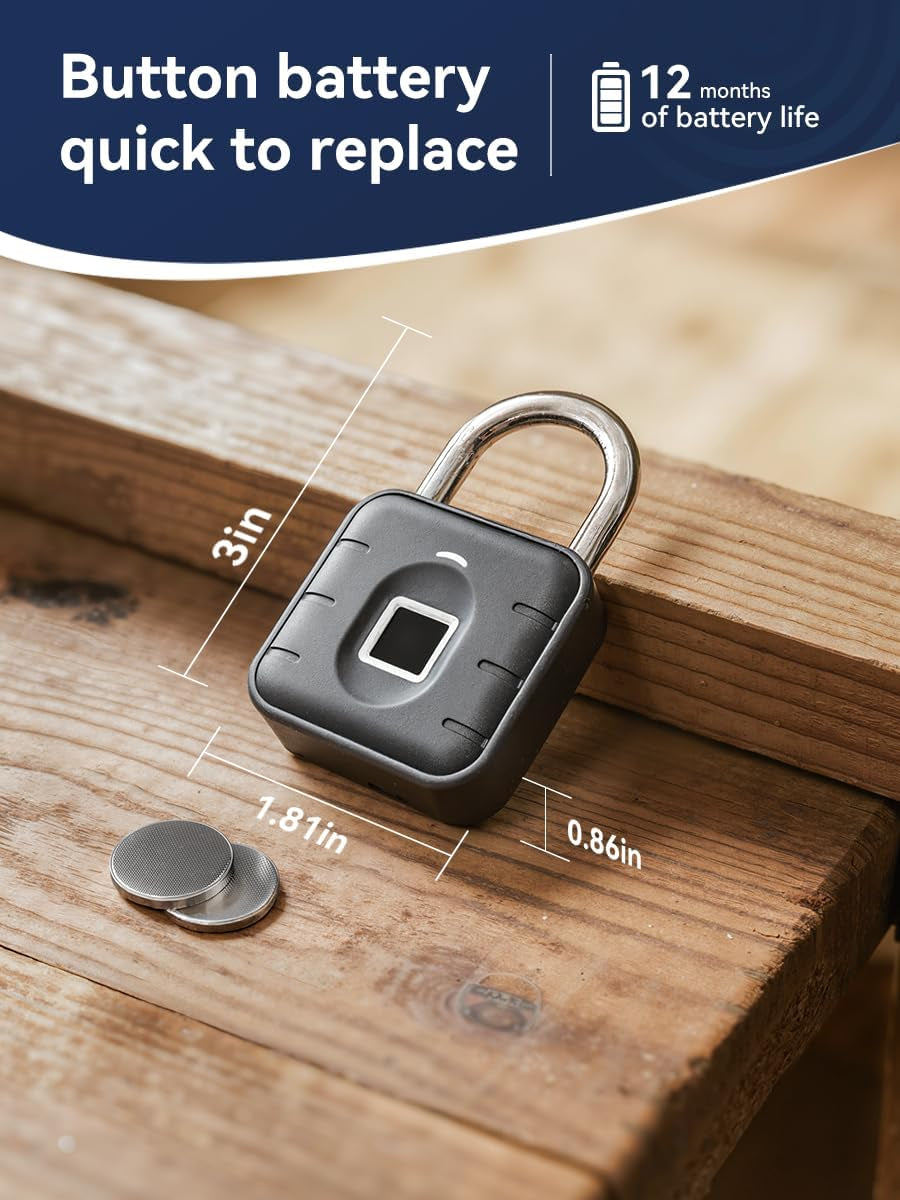 Smart Fingerprint Padlock, Keyless Biometric Gym Lock for Locker, Thumbprint Bluetooth Padlock with Tuya App, IP67 Waterproof Security Lock for Outdoor Gate, Shed, School & Storage Unit