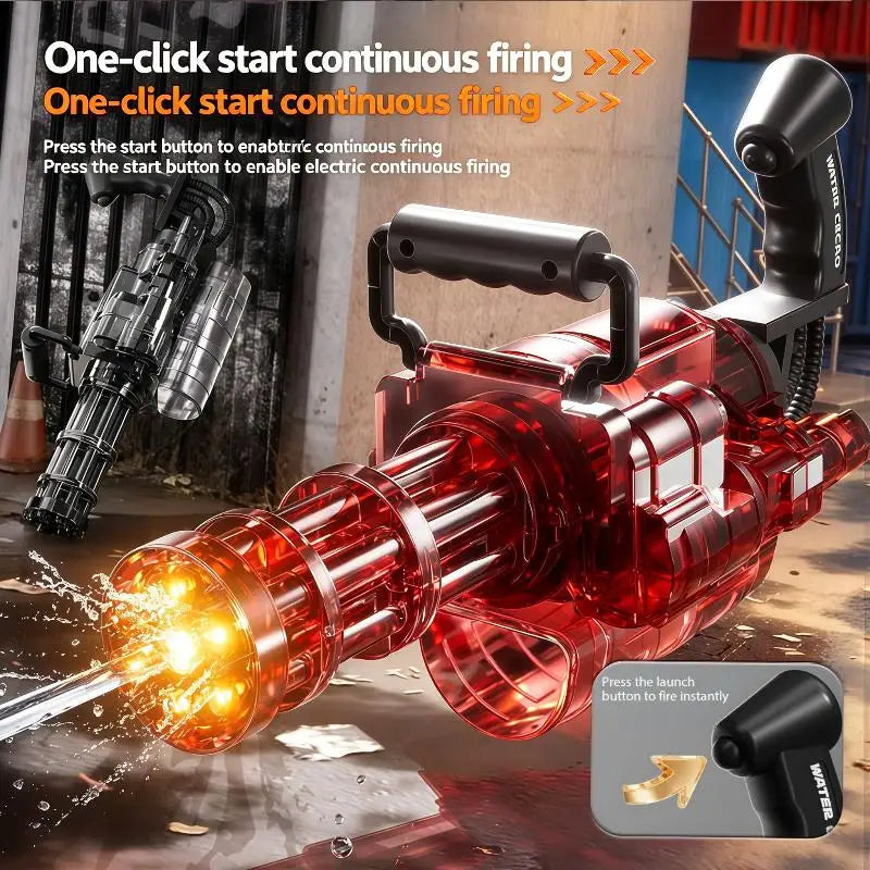 Auto Gatling Water Cannon – Rotating High‑Pressure Blaster, Large Capacity Tank, Outdoor Summer Fun Toy for Kids & Adults