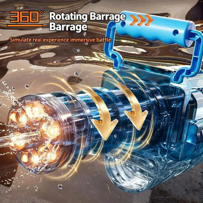 Auto Gatling Water Cannon – Rotating High‑Pressure Blaster, Large Capacity Tank, Outdoor Summer Fun Toy for Kids & Adults