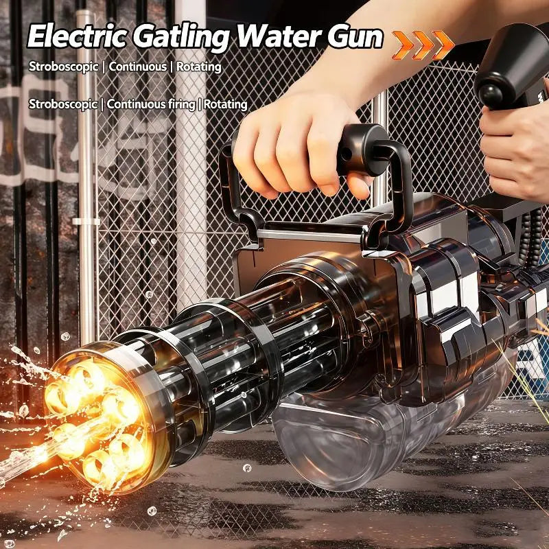 Auto Gatling Water Cannon – Rotating High‑Pressure Blaster, Large Capacity Tank, Outdoor Summer Fun Toy for Kids & Adults