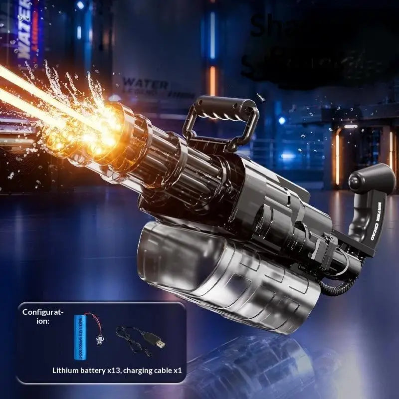 Auto Gatling Water Cannon – Rotating High‑Pressure Blaster, Large Capacity Tank, Outdoor Summer Fun Toy for Kids & Adults