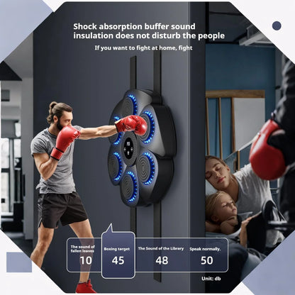 Puseky Smart Music Boxing Machine – Wall‑Mounted Bluetooth Trainer with Gloves, LED Display & 9 Modes