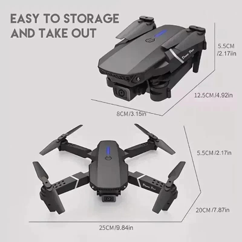 RC Drone with 4K HD Dual Camera Wifi FPV Foldable Quadcopter +4 Battery
