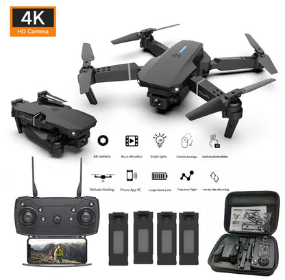 RC Drone with HD Dual Camera Wifi FPV Foldable Quadcopter +4 Battery