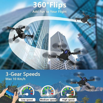 RC Drone with HD Dual Camera Wifi FPV Foldable Quadcopter +4 Battery