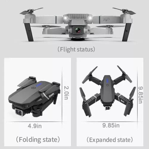 RC Drone with HD Dual Camera Wifi FPV Foldable Quadcopter +4 Battery